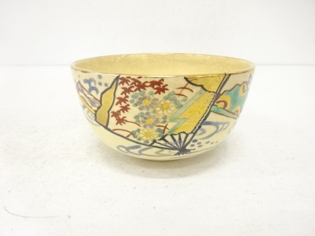 JAPANESE TEA CEREMONY / KYO WARE / TEA BOWL CHAWAN / KINSAI 